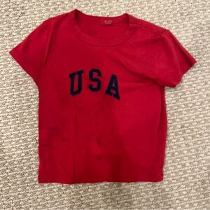 Red USA Women’s John Galt T-Shirt Stained